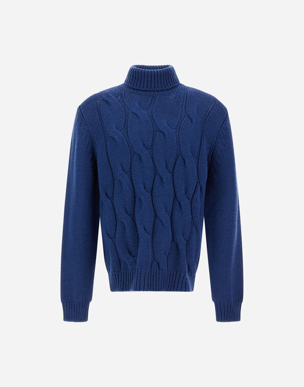 Herno CABLE-KNIT WOOL ROLL-NECK JUMPER Navy Blue ML000023U700159250