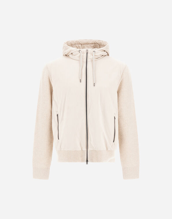 Herno RESORT JACKET IN STOCKING-STITCH PURE WOOL, LIGHTWEIGHT NYLON AND SUEDE-EFFECT MICROFIBRE Chantilly/Light Blue MC00055UR702601990