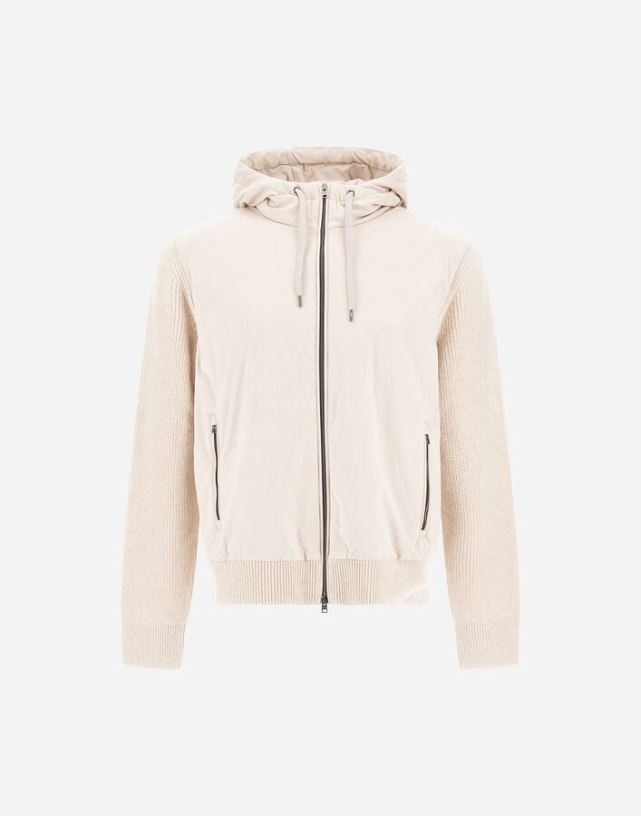 Herno RESORT JACKET IN STOCKING-STITCH PURE WOOL, LIGHTWEIGHT NYLON AND SUEDE-EFFECT MICROFIBRE Chantilly/Light Blue MC00055UR702601990