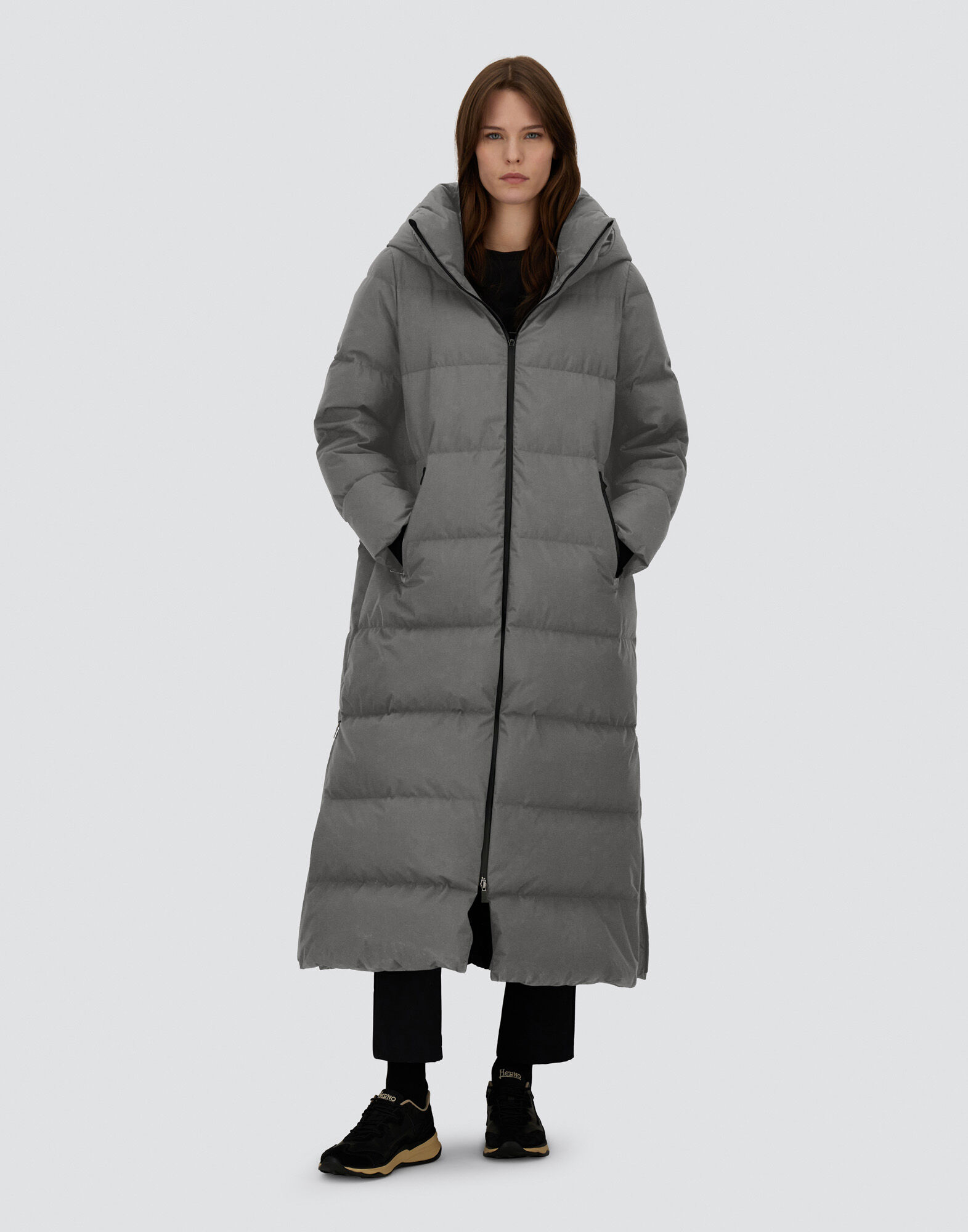 LONG JACKET IN 2-LAYER WINDSTOPPER in Grey for Women | Herno®