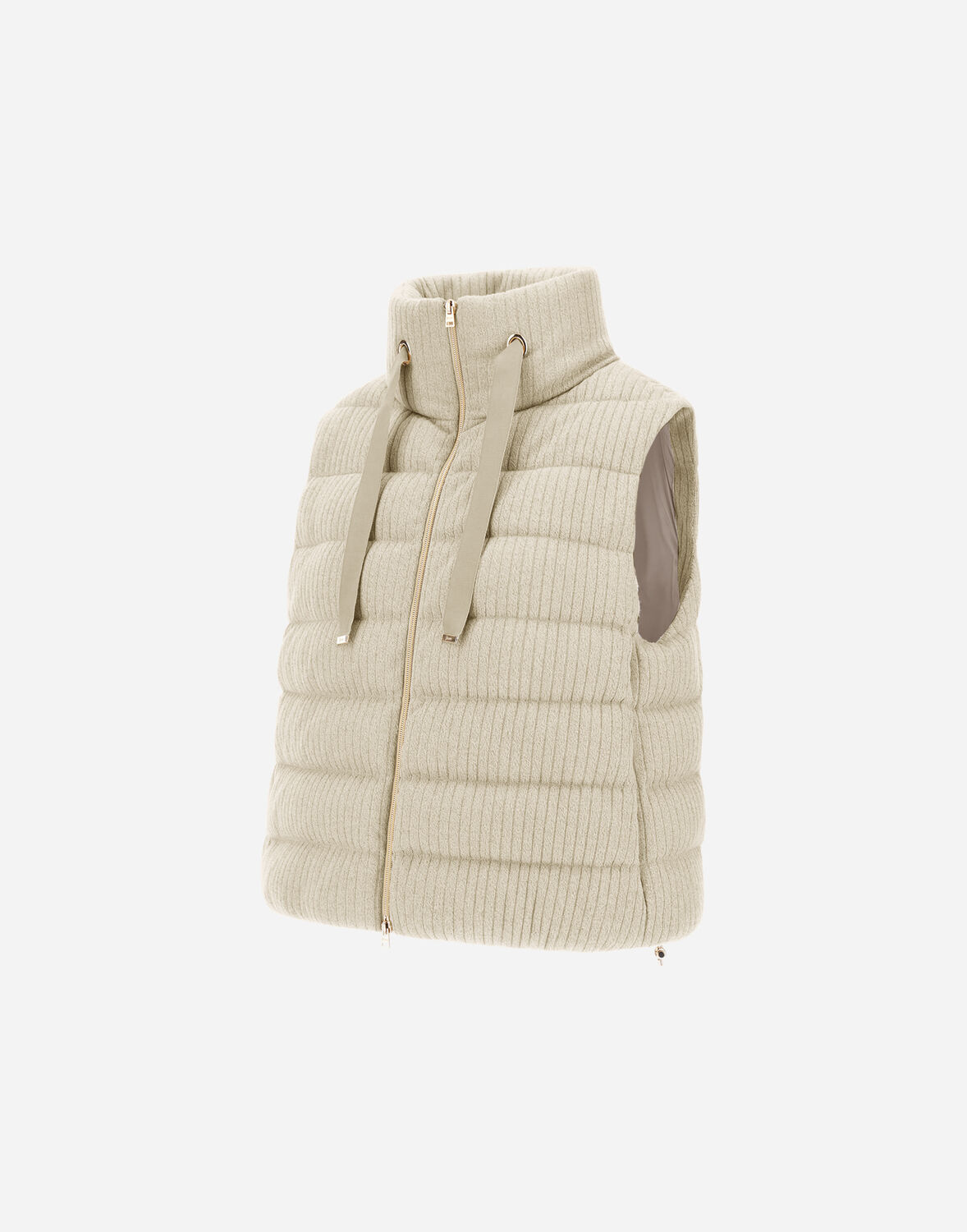 Herno Vest In Shiny Ribbed Knit In Chantilly