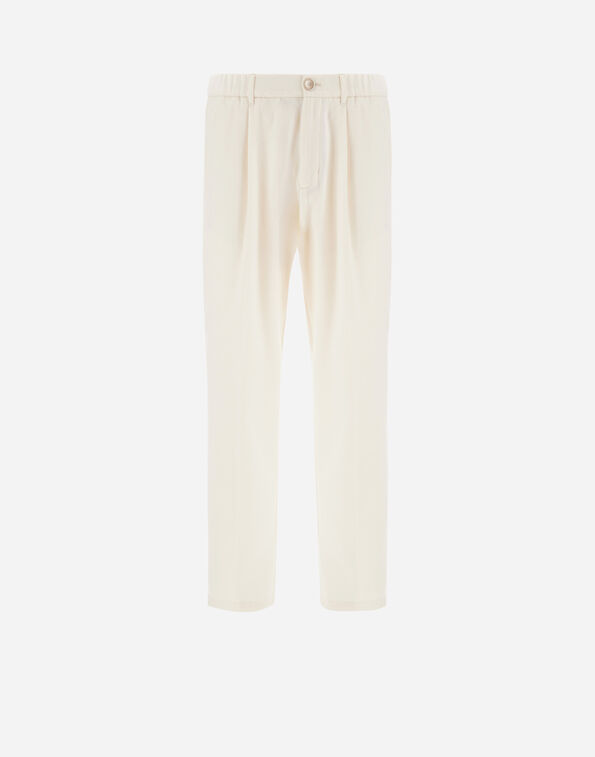 Herno RESORT TROUSERS IN WOOL-BLEND MELANGE FLANNEL Ivory PT00047UR129341200