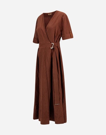 DRESS IN CRISPY COTTON in Leather for Women