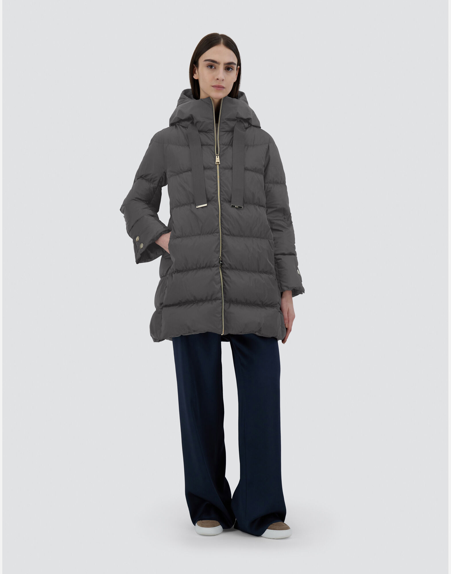 A SHAPE JACKET IN SATIN in Grey for Women Herno