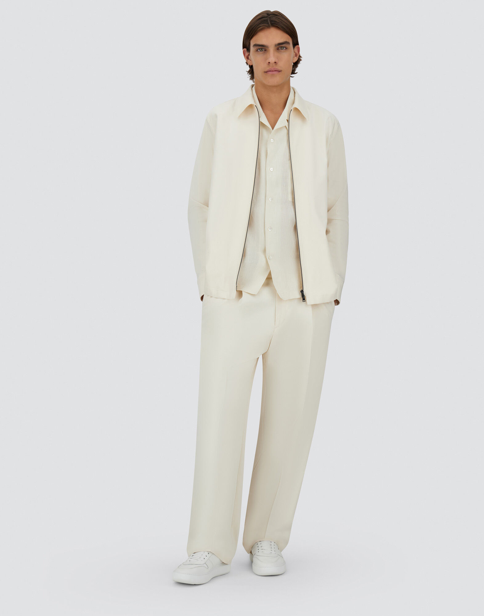 DIAGONAL COTTON BOMBER JACKET in Cream for Men | Herno®