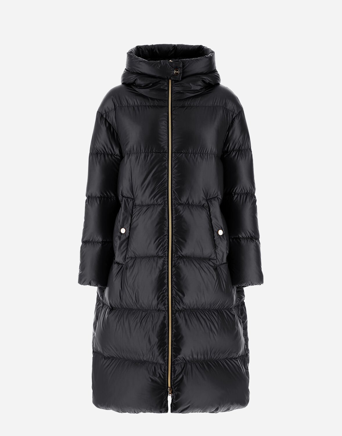 Herno Women Long Down Jacket With Hood In Black