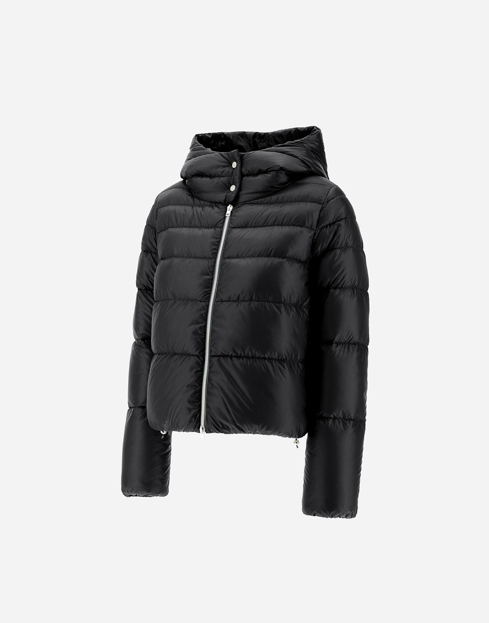 美品　HERNO（ヘルノ）ナイロン ジップアップジャケット　ブラック　50 XL セール】HERNO ZIPUP FOODED BLOUSON ヘルノ ストレッチナイロン