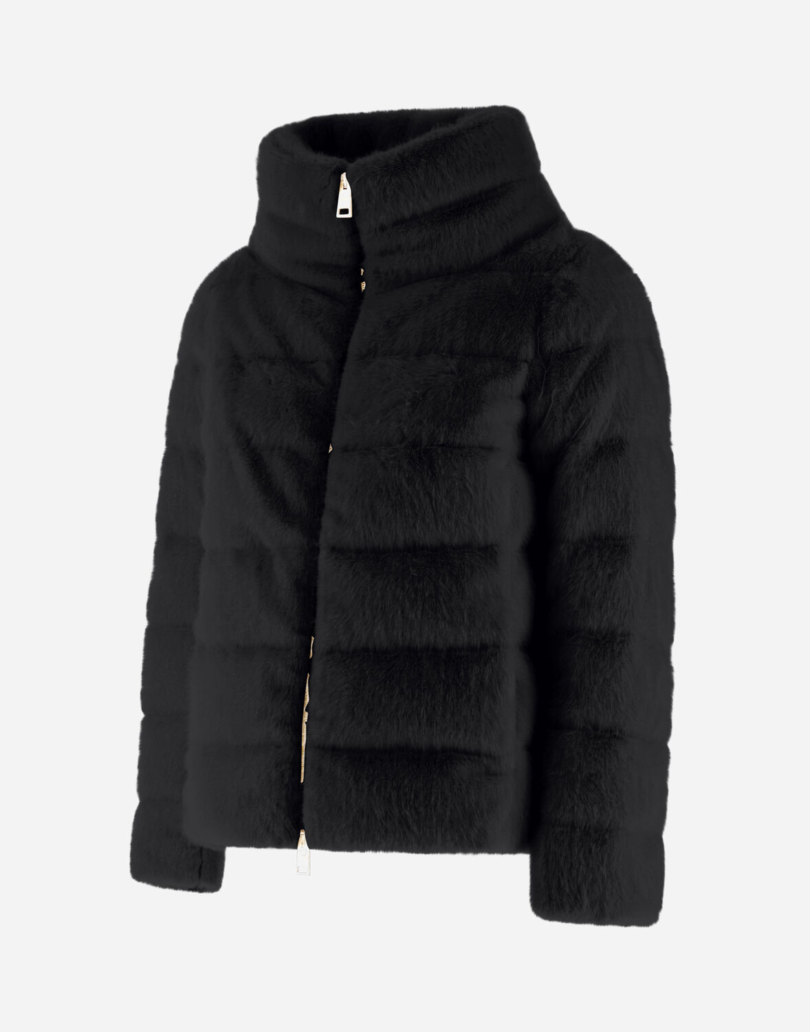 Herno Quilted Faux Fur Down Jacket In Grey