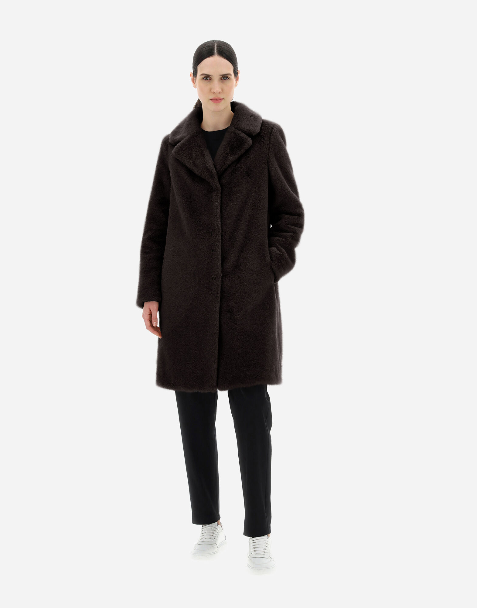 COAT IN SOFT FAUX FUR in Brown for Women Herno
