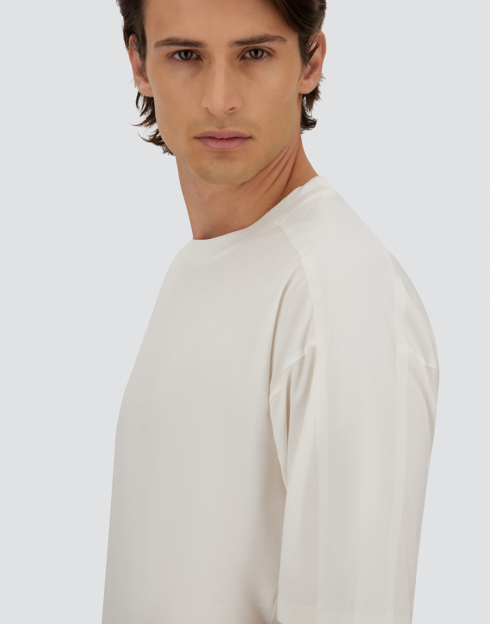 T-SHIRT IN SUPERFINE COTTON STRETCH AND LIGHT SCUBA in White for