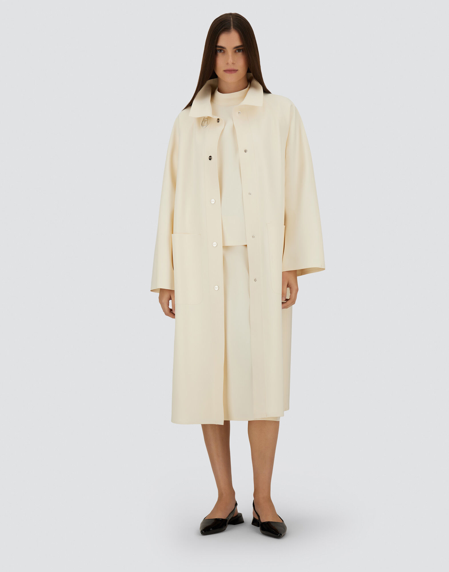 LONG JACKET IN FIRST ACT PEF in Ivory for Women | Herno®