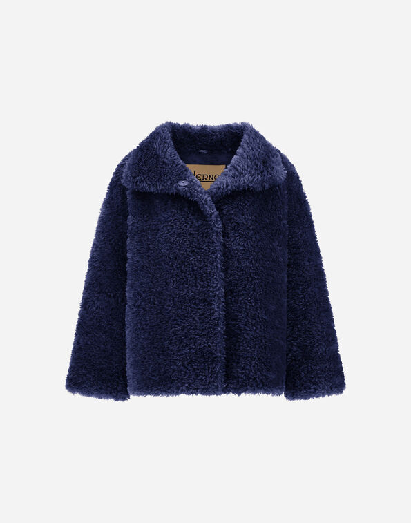 Herno CURLY-EFFECT FUR-TOUCH SHORT JACKET Royal Blue GC000608D124219244