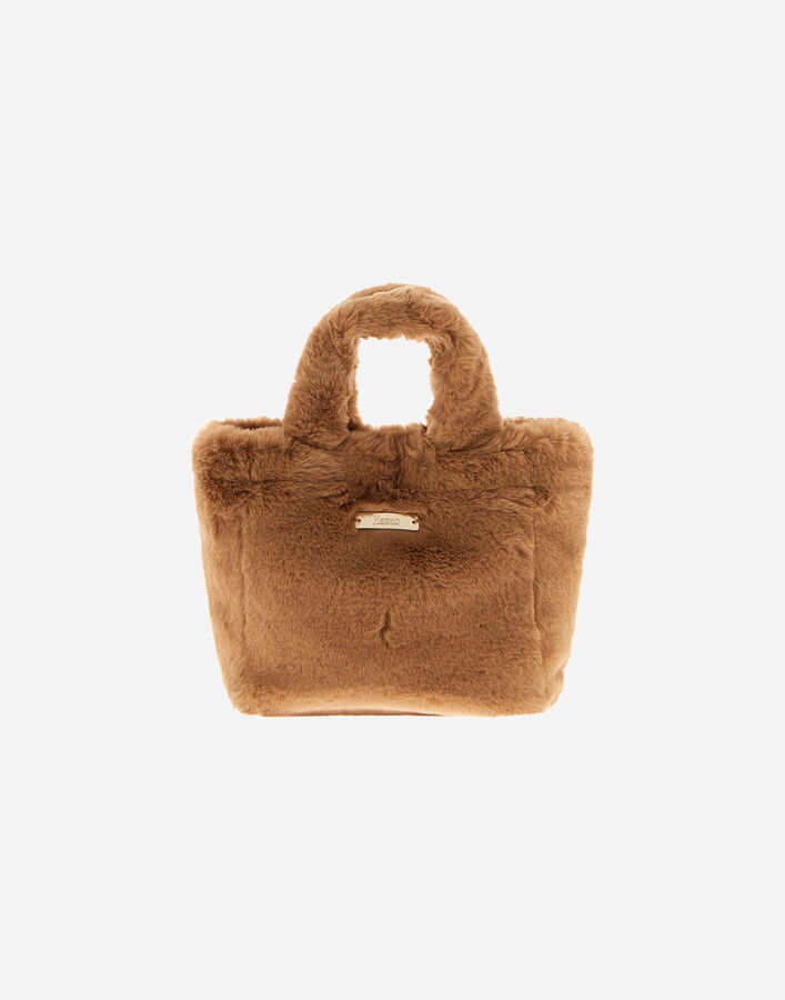 Herno BAG IN SOFT ALTERNATIVE FUR AND NYLON CHAMONIX Camel BAG00012D124222157