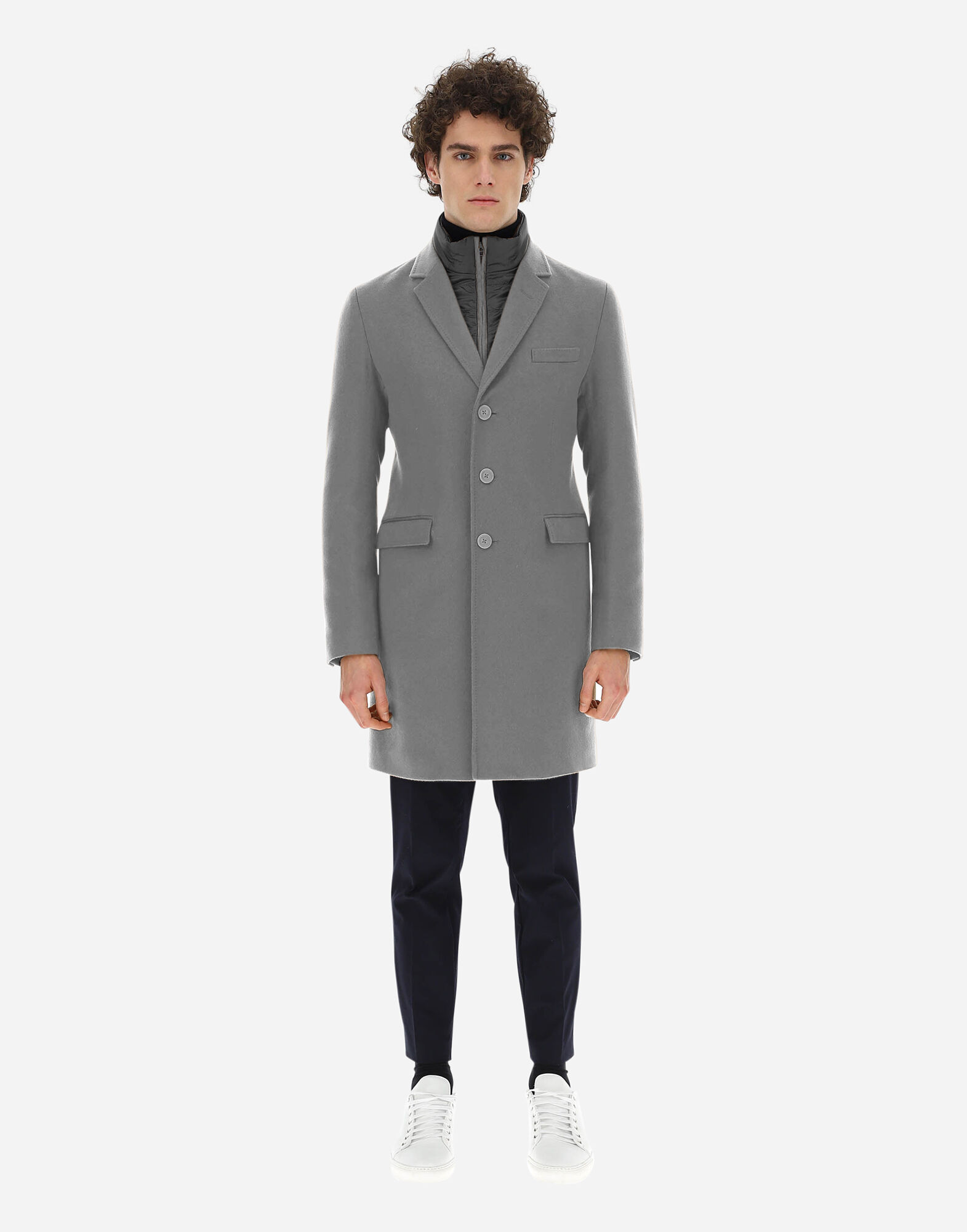 Mens overcoat with discount bib