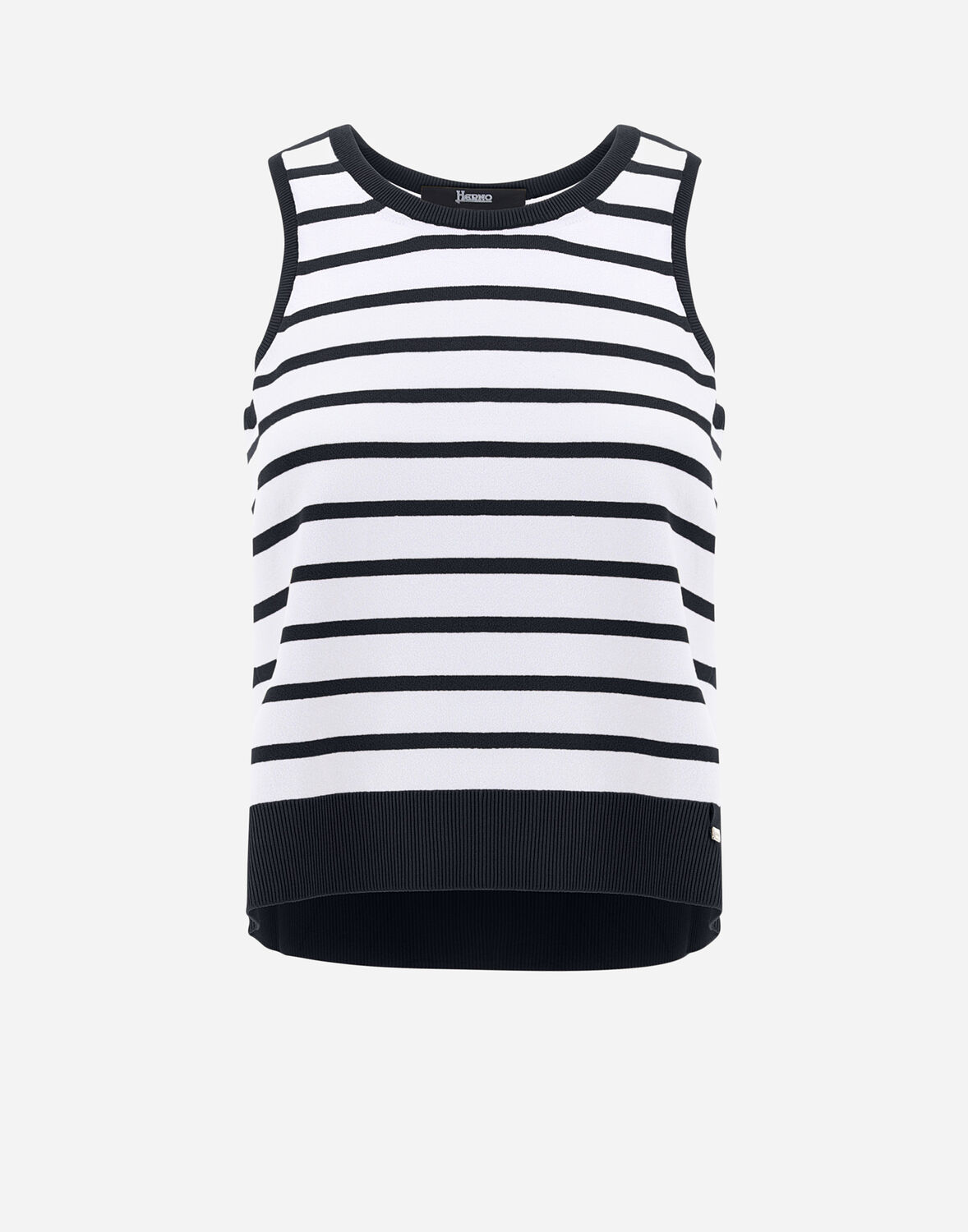 Herno Endless Viscose Stripes トップ In Navy Blue
