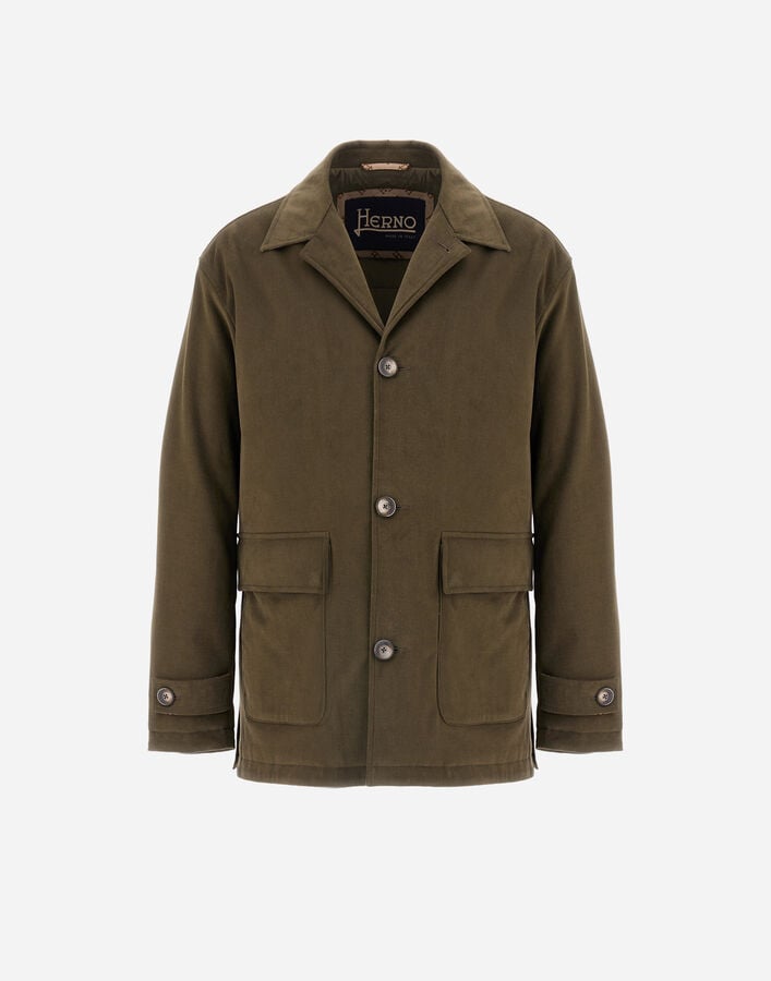 SHACKET IN STRETCH COTTON VELVET AND MONOGRAM Herno Herno SHACKET IN STRETCH COTTON VELVET AND MONOGRAM Olive Green GI000551U13268S7780