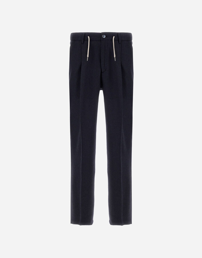 Herno RESORT TROUSERS IN CASHMERE SILK Navy Blue PT00037UR380879200