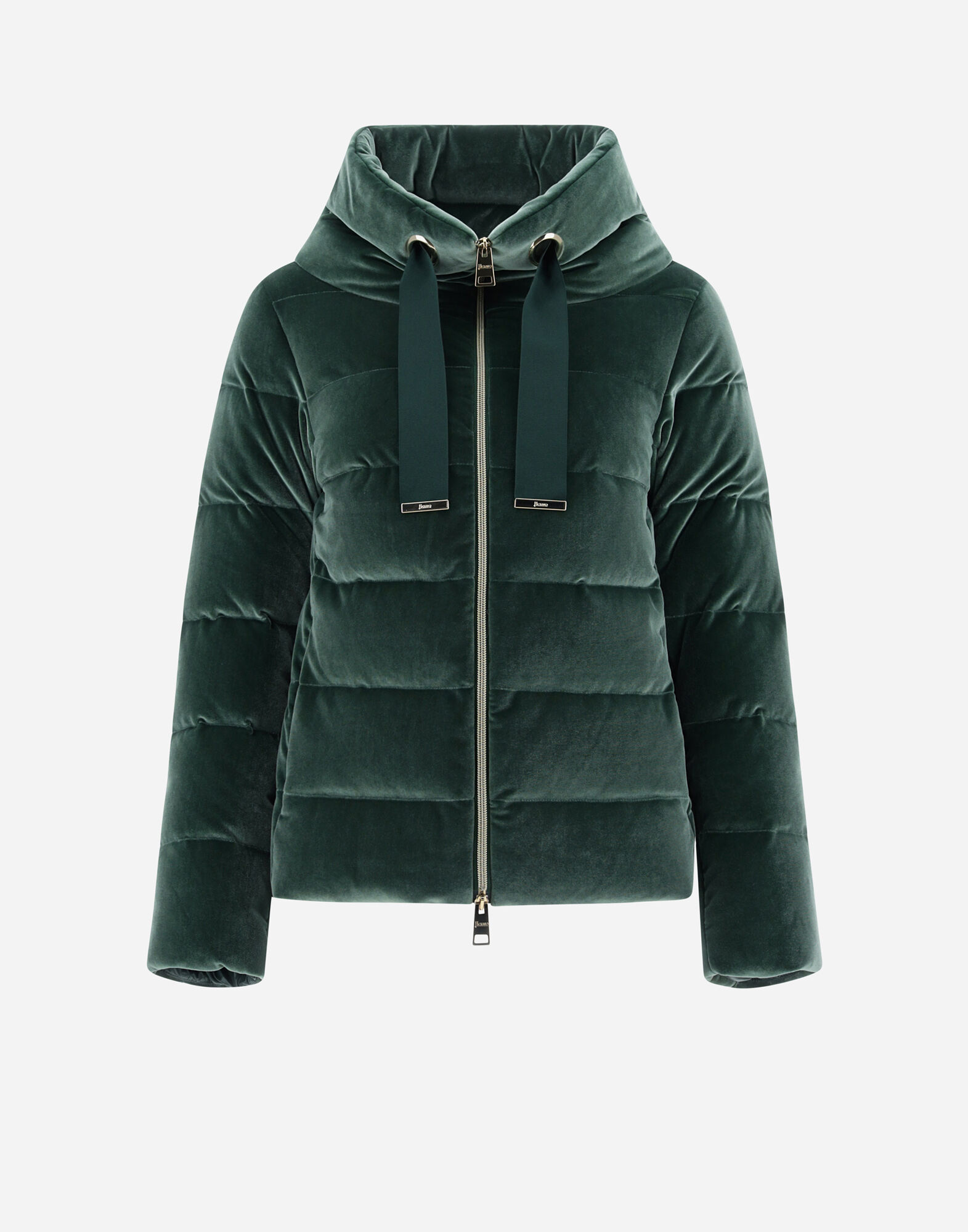 PIUMINO CORTO COLOUR VELVET HDM in College green for Women Herno