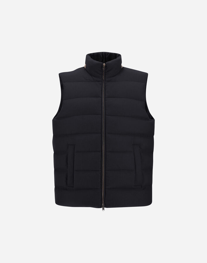 Herno VEST IN CASHMERE, SILK AND MONOGRAM Navy Blue PI001282U380879200