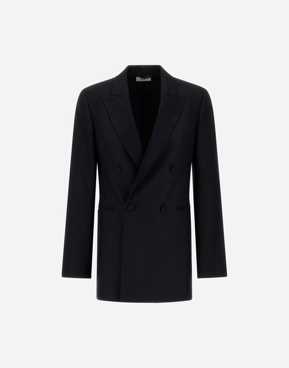 Herno STRETCH WOOL GABARDINE AND SATIN BLAZER Black BLZ00006D334539300