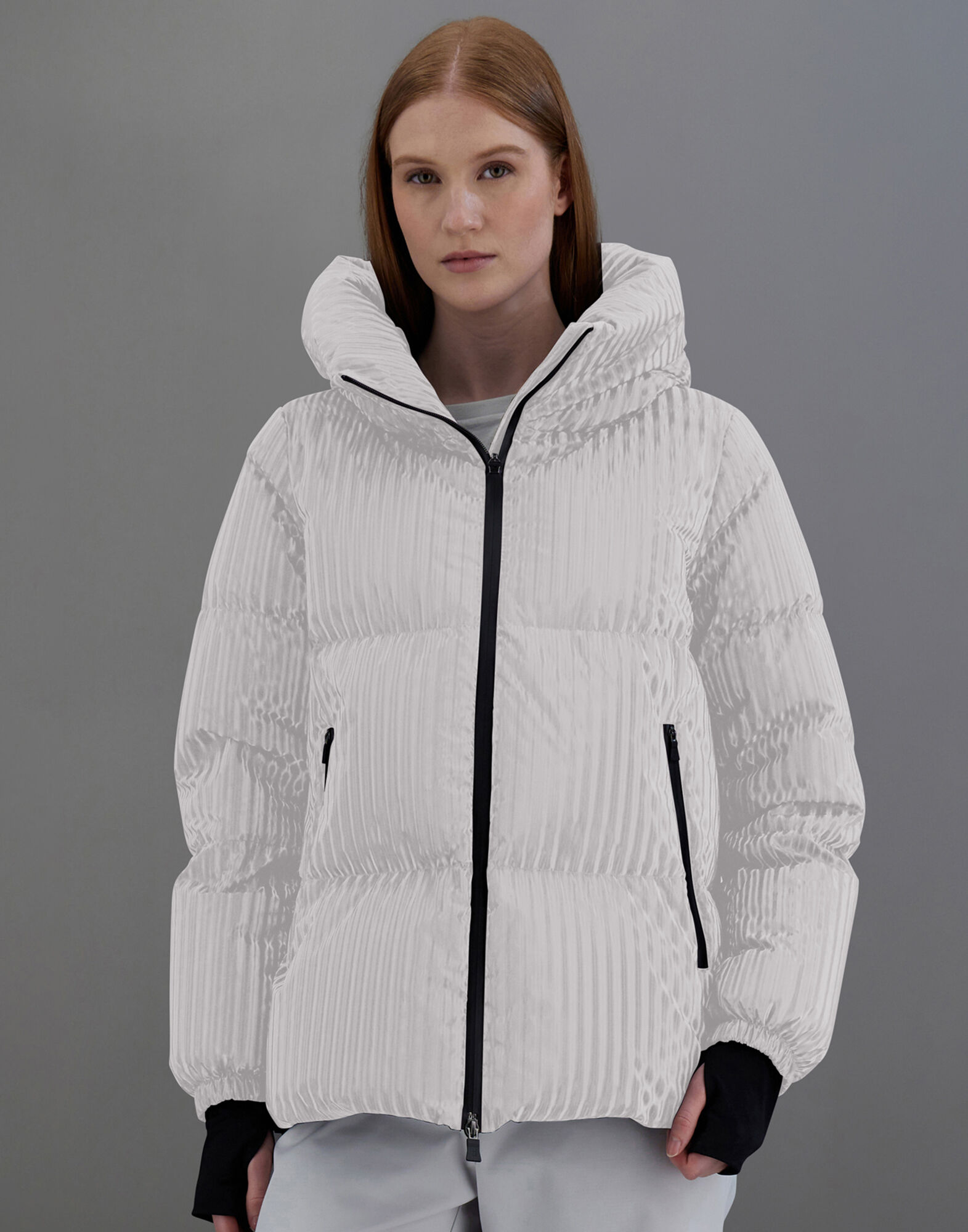 LAMINAR A SHAPE JACKET IN TECH CORDUROY EFFECT in Ice for Women Herno