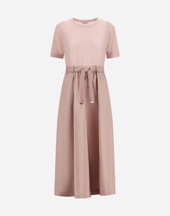Herno DRESS IN GLAM KNIT EFFECT AND TECHNO TAFFETA Powder Pink AB000032D520564035