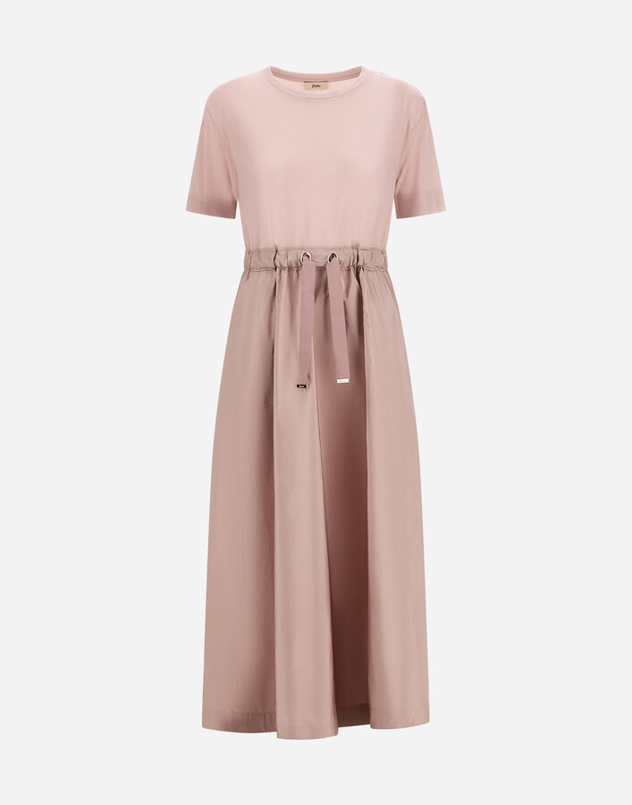 Herno DRESS IN GLAM KNIT EFFECT AND TECHNO TAFFETA Powder Pink AB000032D520564035