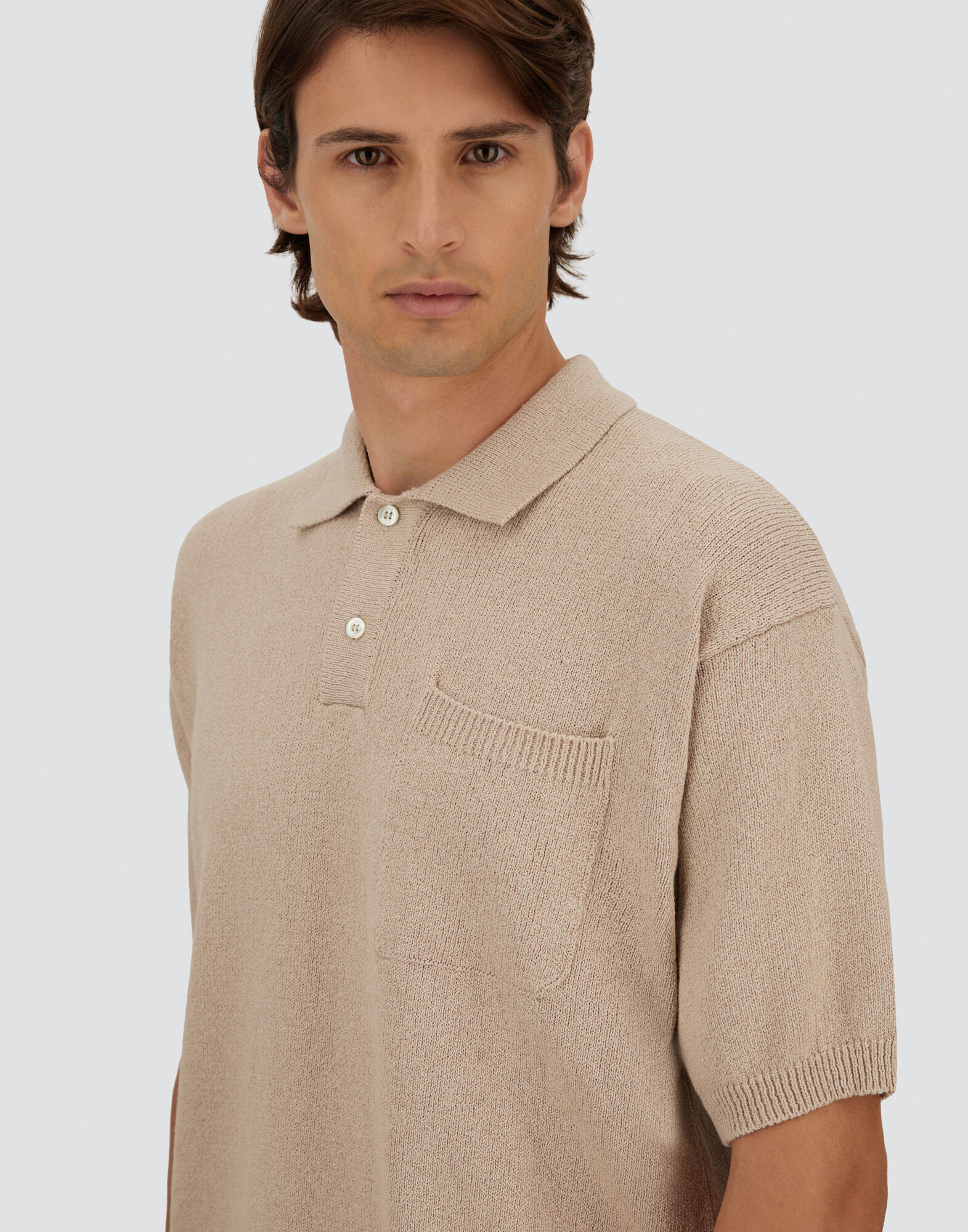 POLO SHIRT IN BOUCLÉ COTTON CASHMERE in Grey Pearl for Men | Herno®