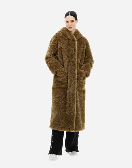 COAT IN CURLY FAUX FUR in Sand | Herno®