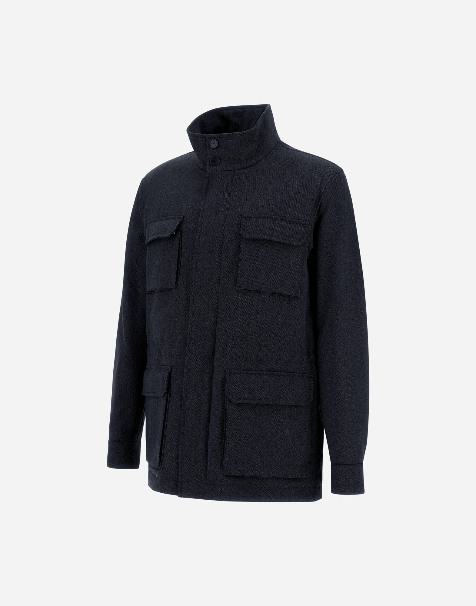 メンズ VINTAGE-EFFECT WOOL-BLEND FIELD JACKET ネイビーブルー