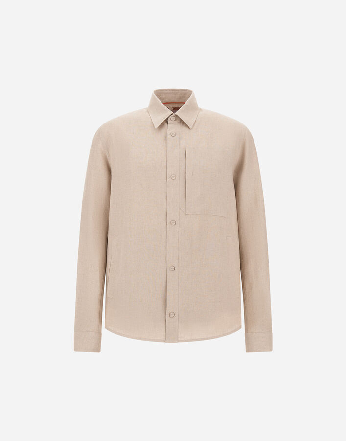 Herno RESORT OVERSHIRT IN FADE-EFFECT LINEN WITH TROPICAL PRINT Chantilly GI00119UR17105Z1986
