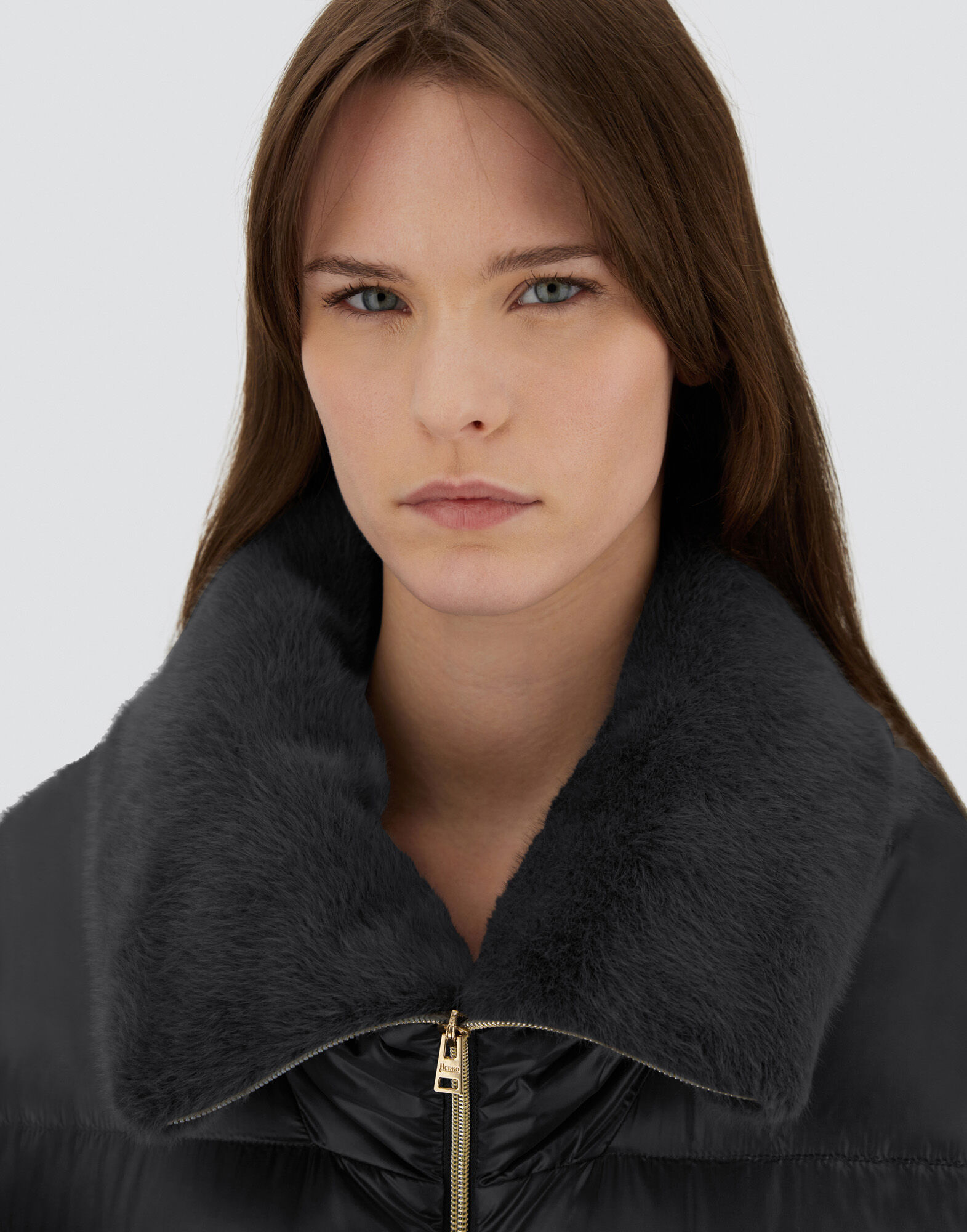 A-SHAPE JACKET IN NYLON ULTRALIGHT AND LADY ALTERNATIVE FUR in