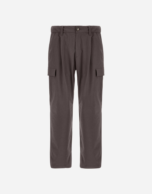Herno RESORT CARGO TROUSERS IN MELANGE-EFFECT STRETCH NYLON Dark Brown PT00035UR12742S8800