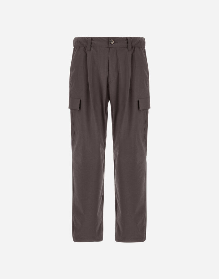 Herno RESORT CARGO TROUSERS IN MELANGE-EFFECT STRETCH NYLON Dark Brown PT00035UR12742S8800