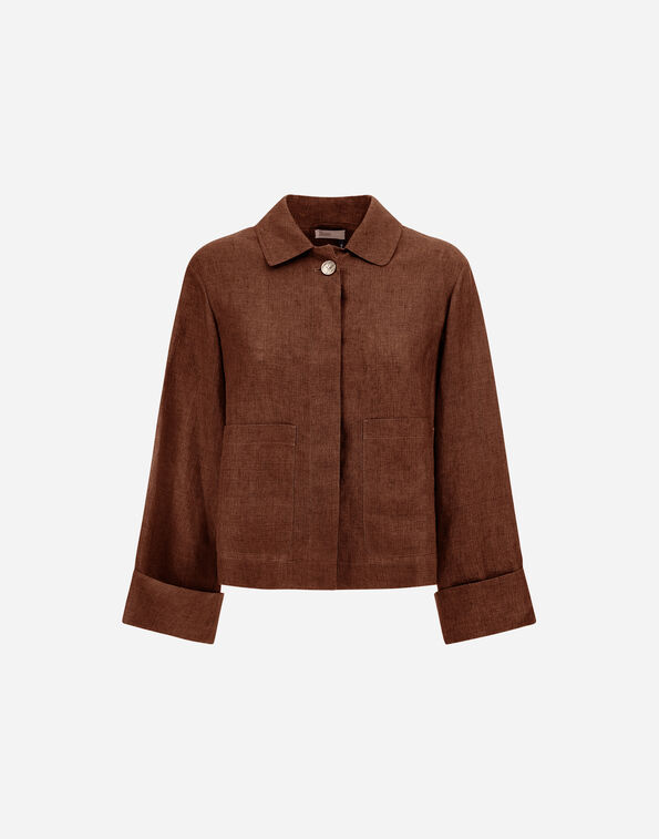 Herno RESORT JACKET IN FADE-EFFECT LINEN Burnt GT00004DR17105Z8098