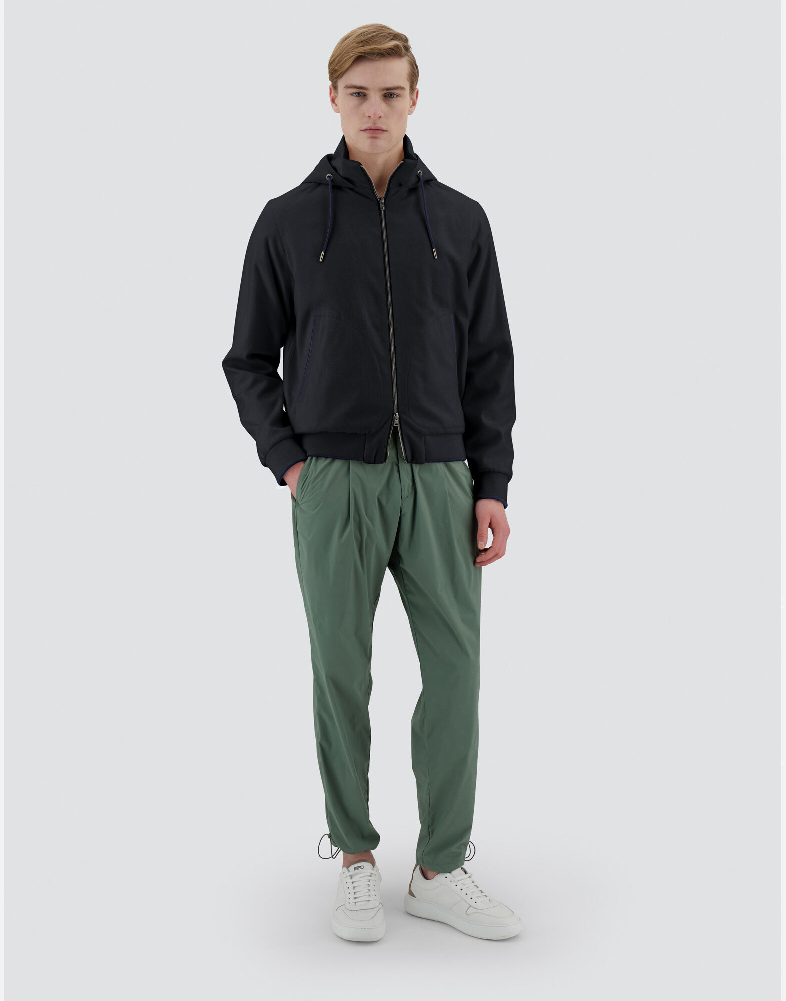 RESORT BOMBER JACKET IN CASHMERE SILK in Navy Blue for Men