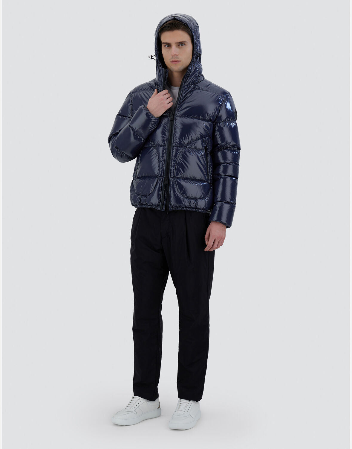 Herno Bomber Jacket In Gloss In New Blue
