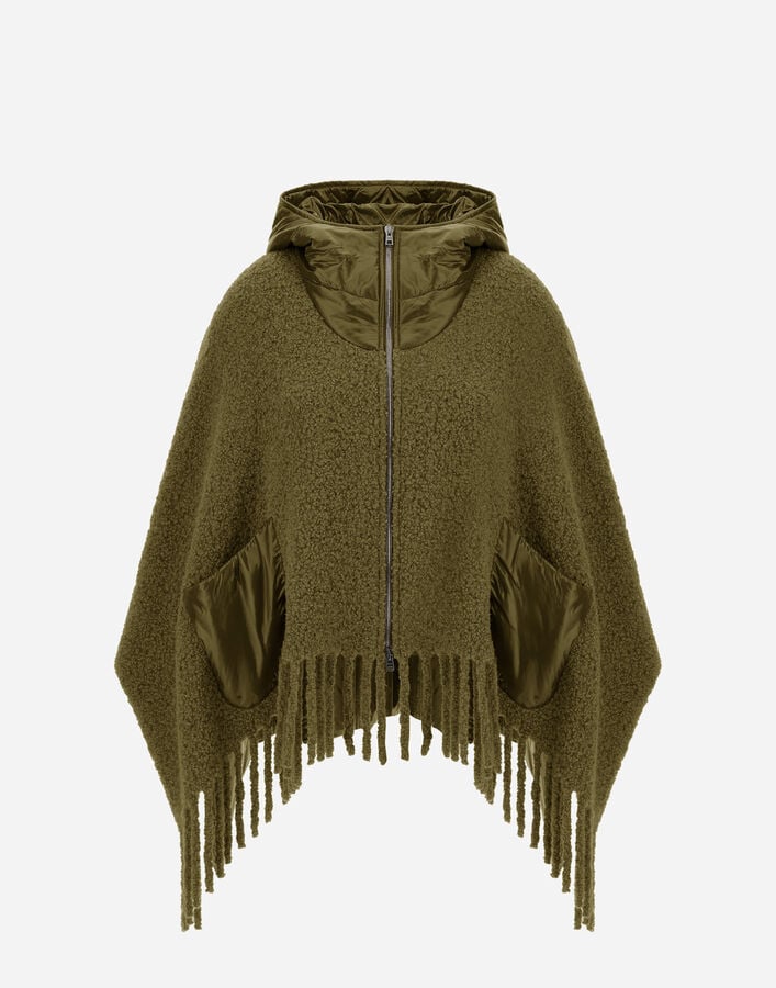 PONCHO IN BOUCLÉ ALPACA WOOL AND NYLON ULTRALIGHT Herno Herno PONCHO IN BOUCLÉ ALPACA WOOL AND NYLON ULTRALIGHT Military GC000509D334807740