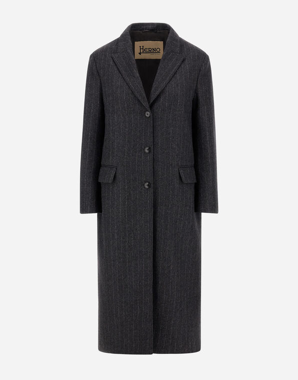 Herno WOOL CLOTH COAT WITH PINSTRIPE PATTERN Iron CA000626D33546R9487