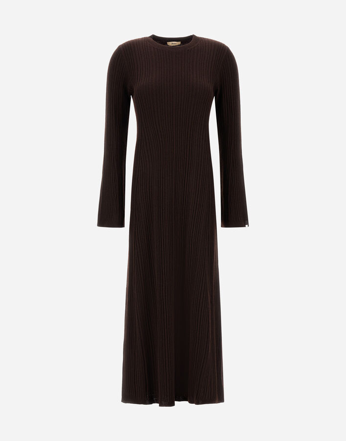 Herno DRESS IN RIBBED CARDED WOOL Dark Brown MAB00006D703178990