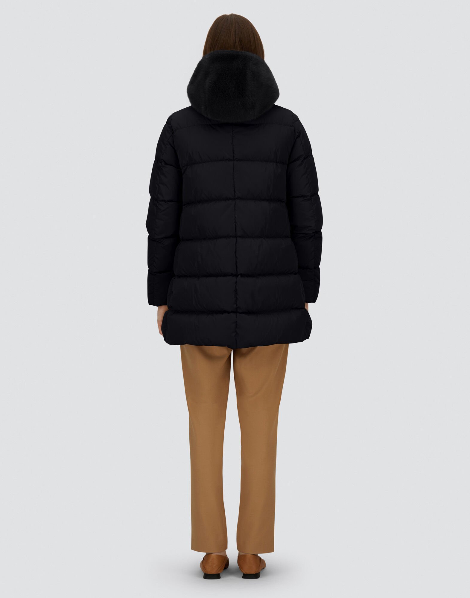 レディース サテン＆ニューレディフェイクファー Aラインコート