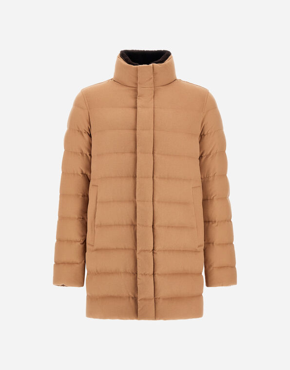 Herno CARCOAT IN CASHMERE, SILK AND MONOGRAM Camel PI001310U380872159