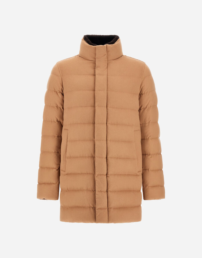 Herno CARCOAT IN CASHMERE, SILK AND MONOGRAM Camel PI001310U380872159
