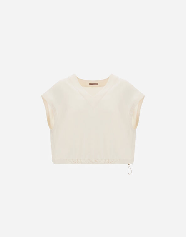 Herno RESORT TOP IN CASHMERE-FEEL FLANNEL Ivory BL00020DR129341200
