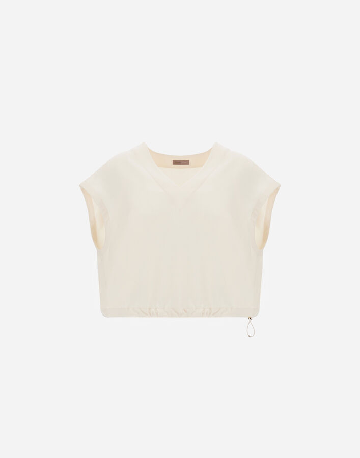 Herno RESORT TOP IN CASHMERE-FEEL FLANNEL Ivory BL00020DR129341200