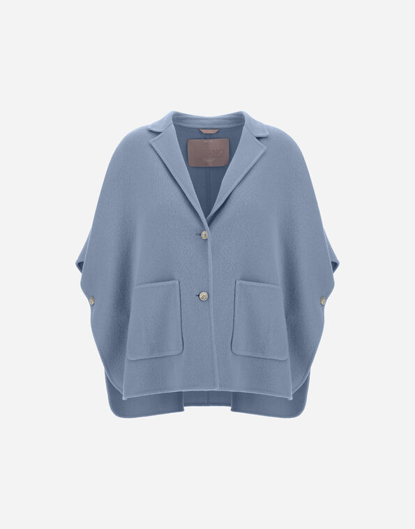Herno RESORT PONCHO IN DOUBLE-LAYERED WOOL FABRIC Light Blue CA00016DR334159004