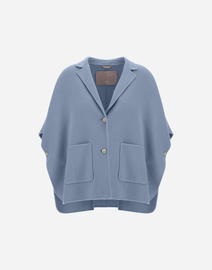 Herno RESORT PONCHO IN DOUBLE-LAYERED WOOL FABRIC Light Blue CA00016DR334159004