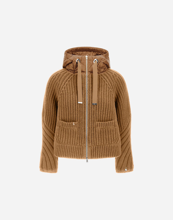 Herno CARDIGAN IN COB STITCH WOOL AND NYLON ULTRALIGHT Camel MP000150D700162157