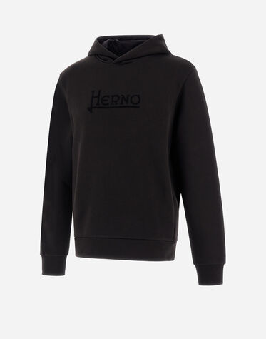 メンズ ヘビーコットンセーター パーカー ブラック | Herno® (ヘルノ)