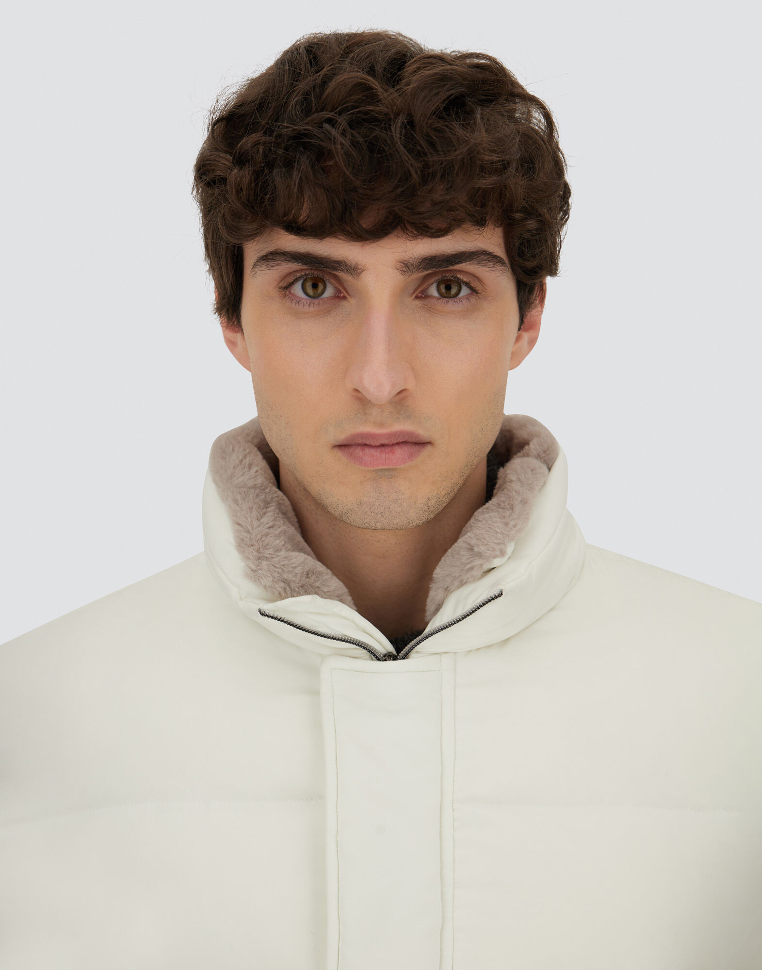 BOMBER JACKET IN ARENDELLE AND FAUX FUR in White for Men | Herno®